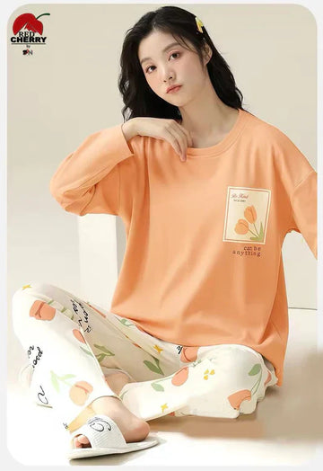 M-POCKET FLOWER PRINTED PJ SUIT FULL SLEEVES